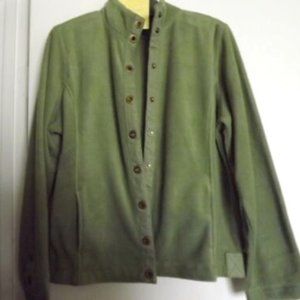 Denim & Co Women's Green Fleece Jacket Size L NWT